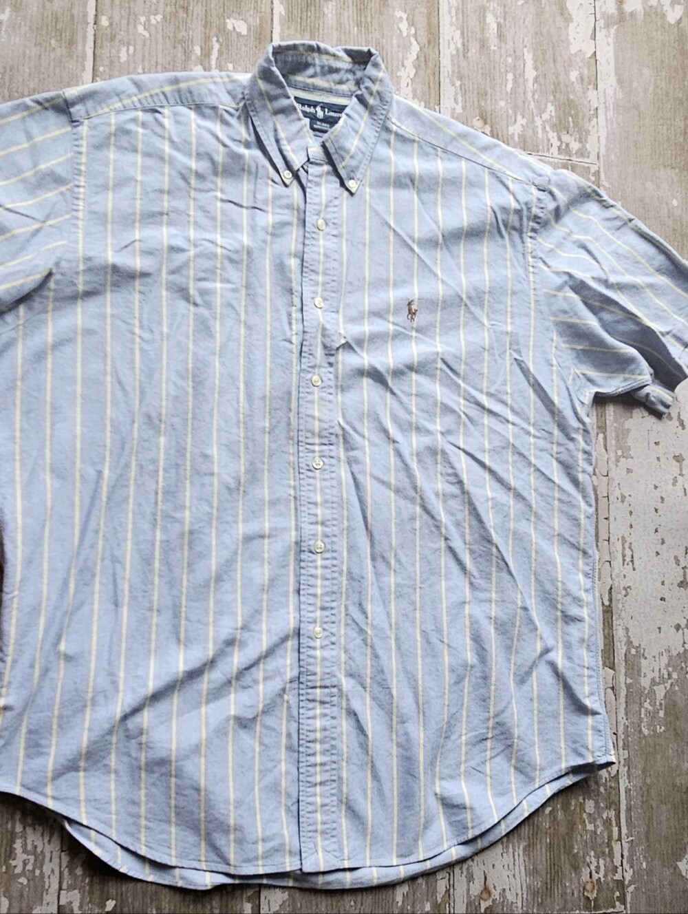 Polo by Ralph Lauren Men’s Light Blue Striped Button-Down Shirt Size Large